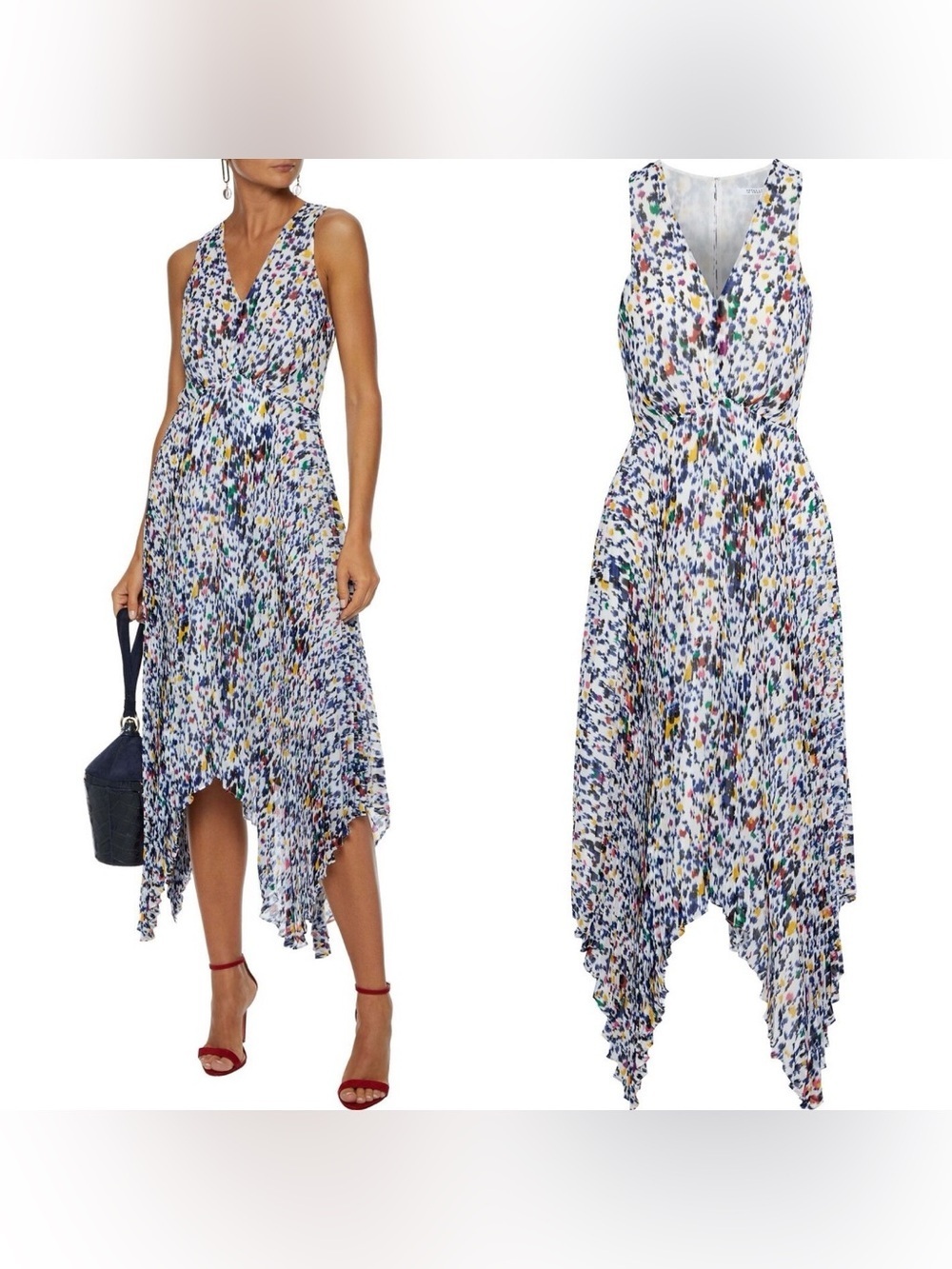 10 CROSBY DEREK LAM | Handkerchief Hem Multicolor Printed Dress
